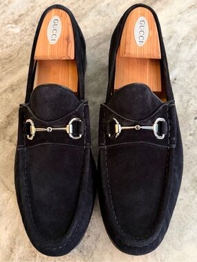 GUCCI Horsebit Suede Loafer Black Silver 12/ 12.5 $1100 1953 Jordaan Betis NEW